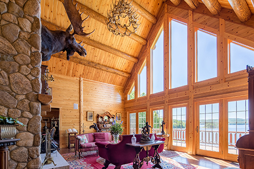 Victorian great room in Katahdin Cedar Log Home