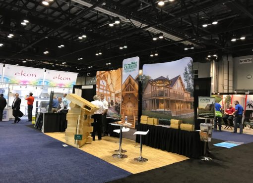 Katahdin Cedar log homes tradeshow floor
