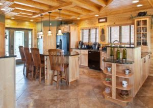 Kitchen interior for custom log home