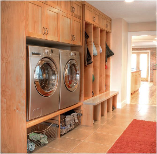 brown laundry room